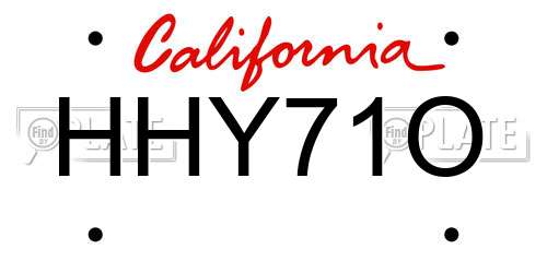 HHY71O California License Plate