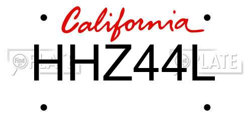 HHZ44L California License Plate
