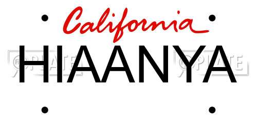 HIAANYA California License Plate