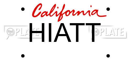 HIATT California License Plate