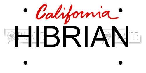 HIBRIAN California License Plate