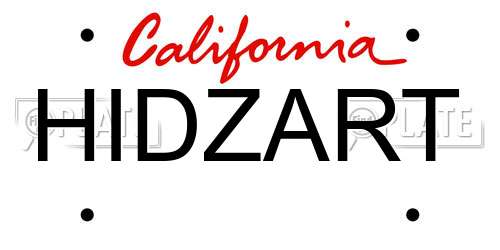 HIDZART California License Plate