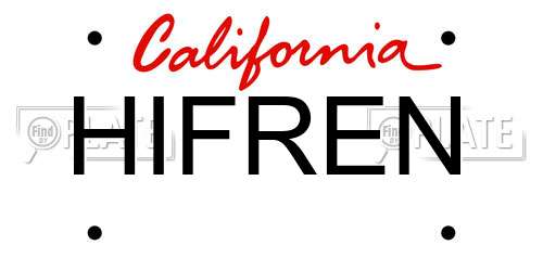 HIFREN California License Plate