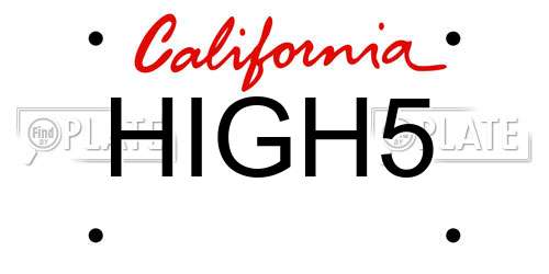 HIGH5 California License Plate