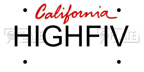 HIGHFIV California License Plate