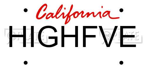 HIGHFVE California License Plate