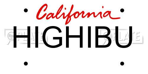 HIGHIBU California License Plate
