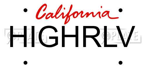 HIGHRLV California License Plate