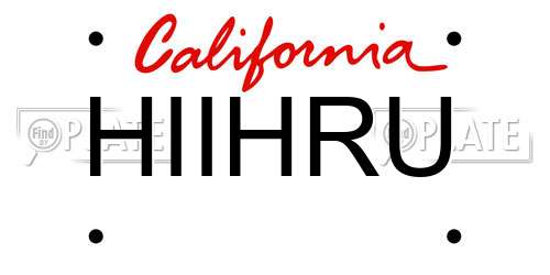 HIIHRU California License Plate