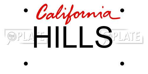 HILLS California License Plate