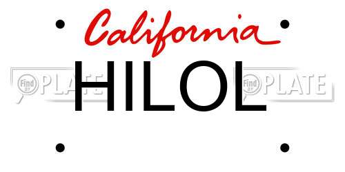 HILOL California License Plate