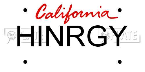 HINRGY California License Plate