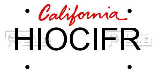 HIOCIFR California License Plate