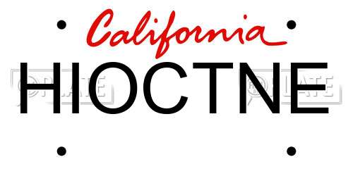 HIOCTNE California License Plate