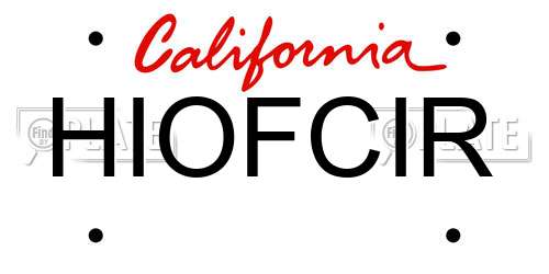 HIOFCIR California License Plate