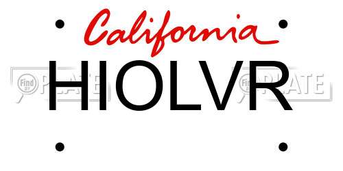 HIOLVR California License Plate