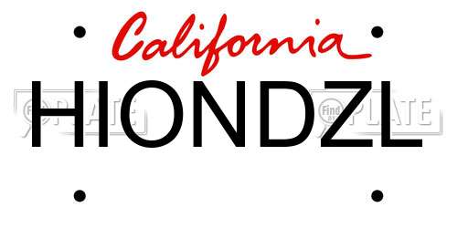HIONDZL California License Plate