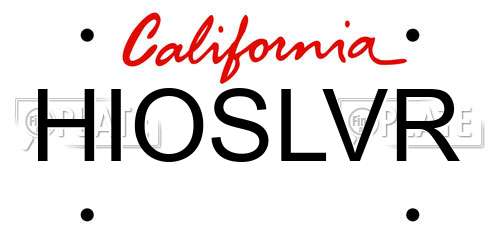 HIOSLVR California License Plate