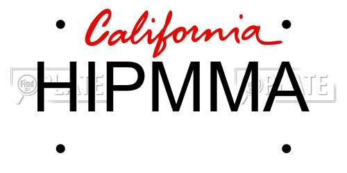 HIPMMA California License Plate