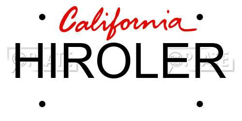 HIROLER California License Plate