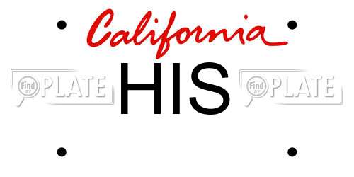 HIS California License Plate