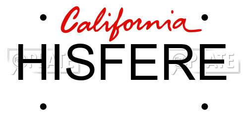 HISFERE California License Plate