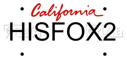 HISFOX2 California License Plate