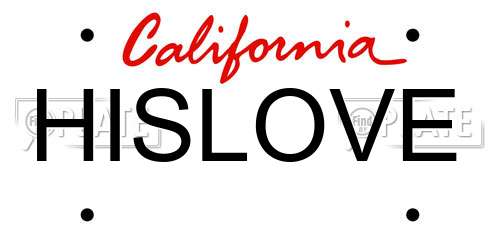 HISLOVE California License Plate