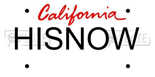 HISNOW California License Plate
