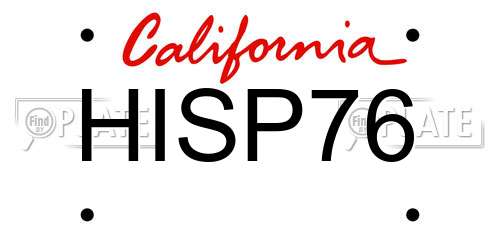 HISP76 California License Plate