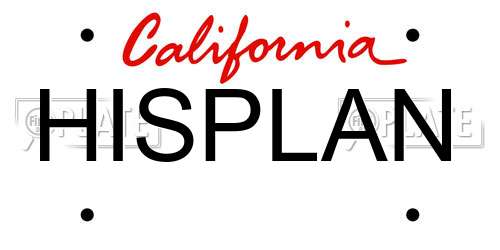 HISPLAN California License Plate