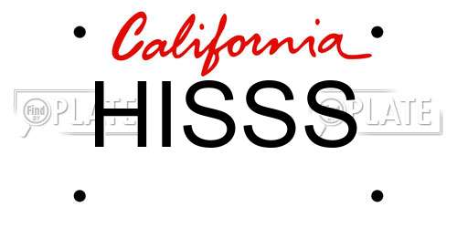 HISSS California License Plate