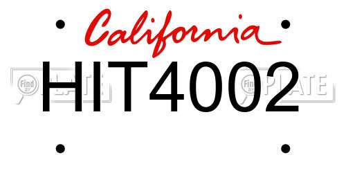 HIT4002 California License Plate