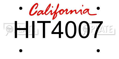 HIT4007 California License Plate