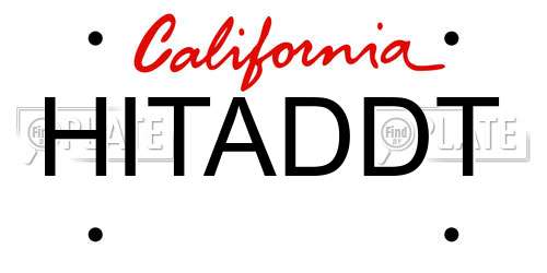 HITADDT California License Plate