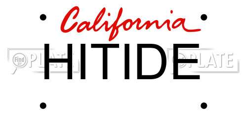 HITIDE California License Plate