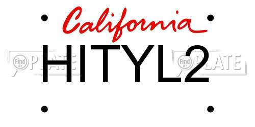 HITYL2 California License Plate