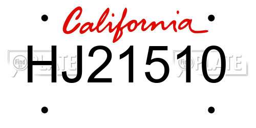 HJ21510 California License Plate