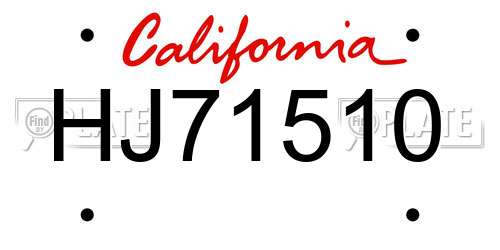 HJ71510 California License Plate