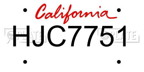 HJC7751 California License Plate