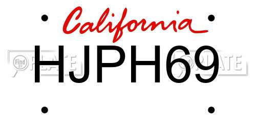 HJPH69 California License Plate