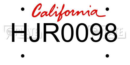 HJR0098 California License Plate