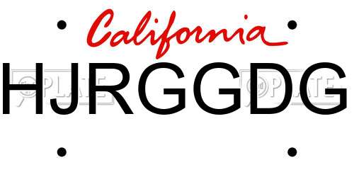 HJRGGDG California License Plate