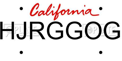 HJRGGOG California License Plate