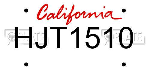 HJT1510 California License Plate