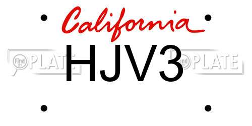 HJV3 California License Plate