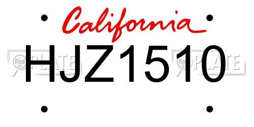 HJZ1510 California License Plate