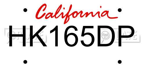 HK165DP California License Plate