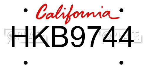 HKB9744 California License Plate