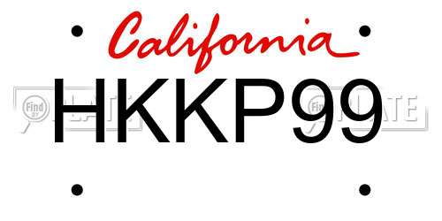 HKKP99 California License Plate